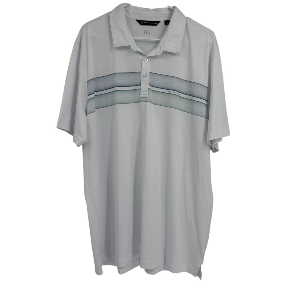 Travis Mathew Short Sleeve Ocean Time Golf Polo Shirt Size XXL White